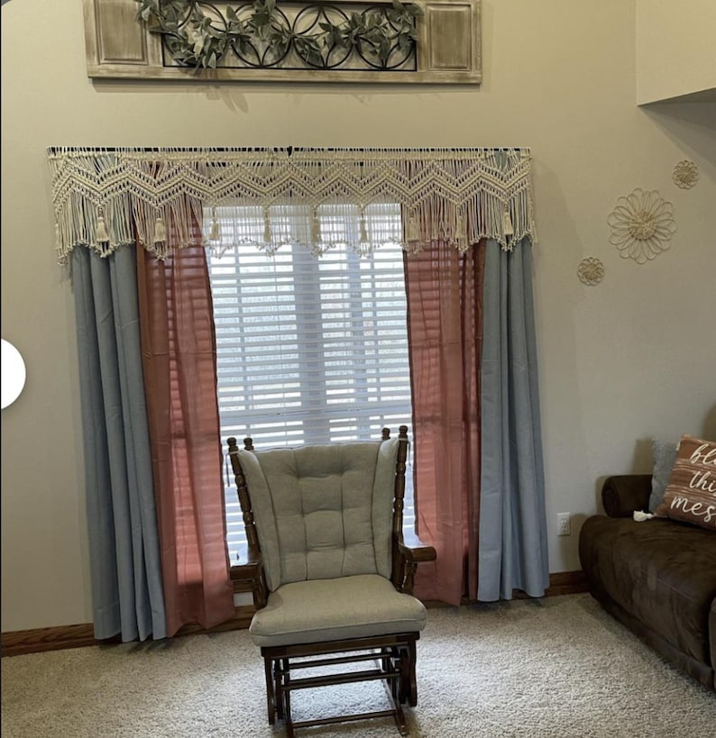 Makramee Fenster Volant - Boho Vorhänge für Wohnzimmer, Küchendekor Bild 20