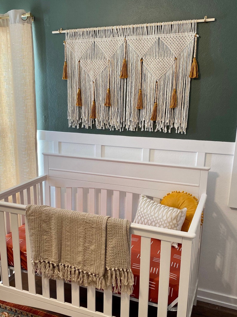 Nursery Wall Decor Boho Wall Hanging Over Crib Wall Art Etsy