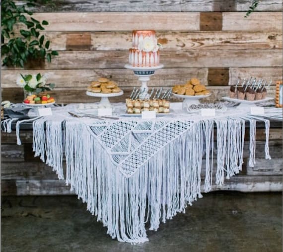 Nappe de table en macramé, décor de table de mariage rustique