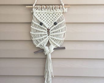 Suspension murale hibou en macramé, décoration bohème pour enfants