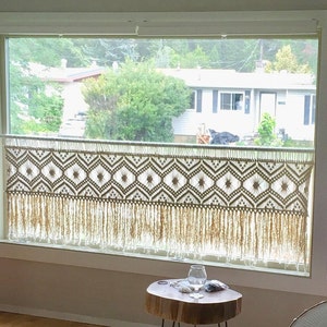 Macrame Window Valance, Macrame wall hanging, Geometrical wall art, wallknots