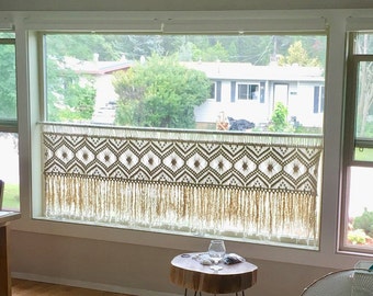 Macrame Window Valance, Macrame wall hanging, Geometrical wall art, wallknots