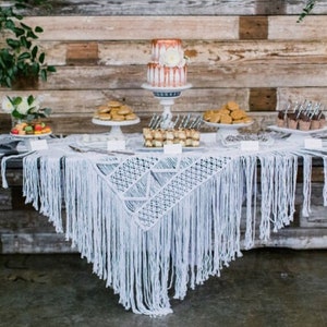 Tovaglia in macramè, decorazione rustica per la tavola nuziale, runner per matrimonio