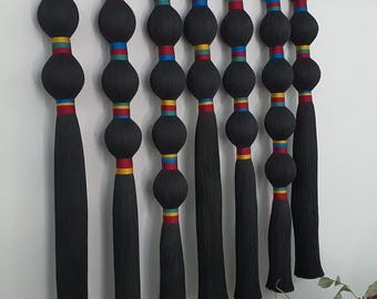 Black Fiber Macrame Art- Living room decor