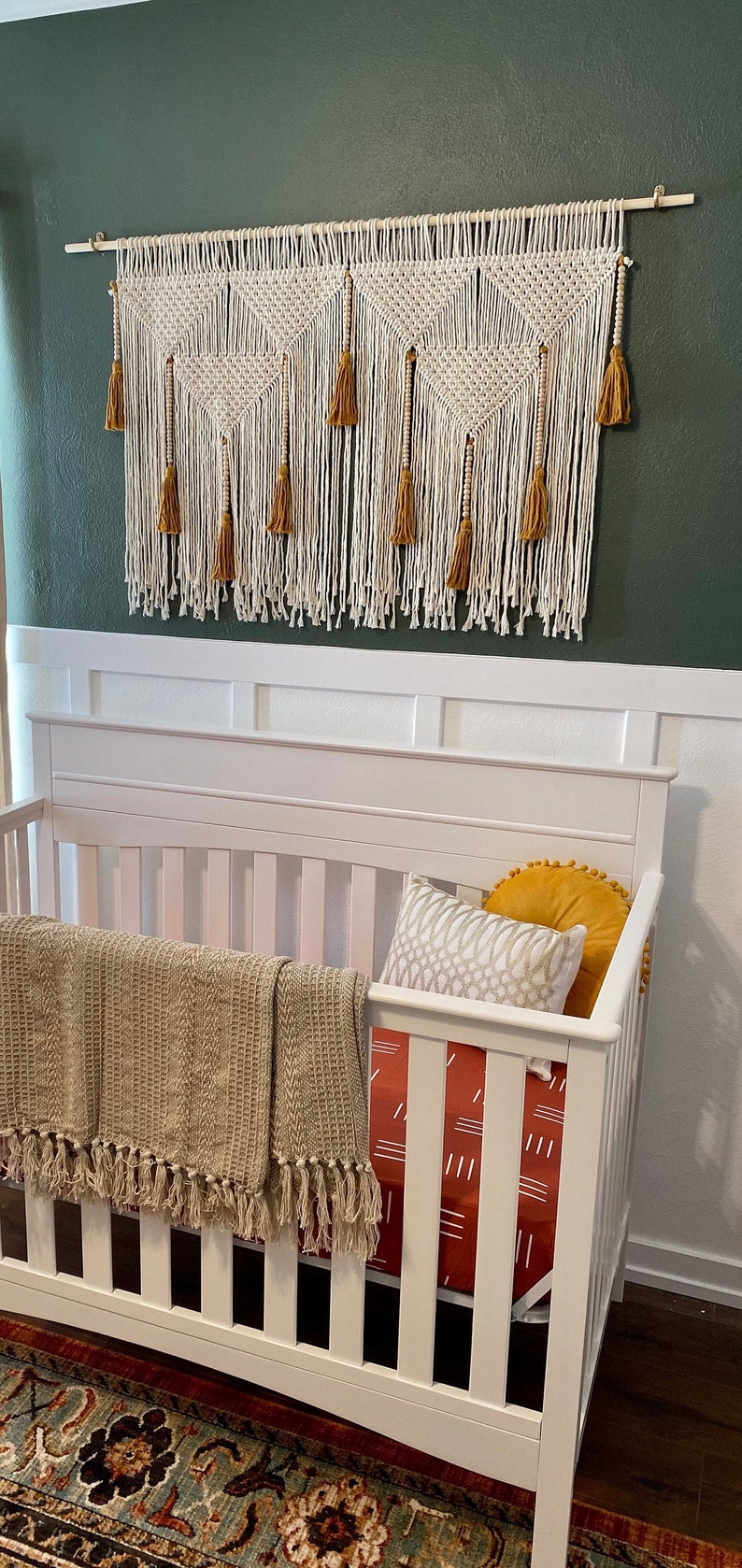 Nursery Wall Decor Boho Wall Hanging Over Crib Wall Art Etsy
