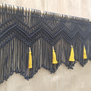 Window valance Macrame decor (Choose the color of the item and the tassels)