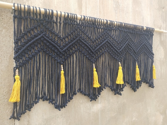Window valance Macrame decor (Choose the color of the item and the tassels)