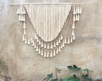 Natural nursery neutral wall art, boho kids room decor, macrame wall hanging