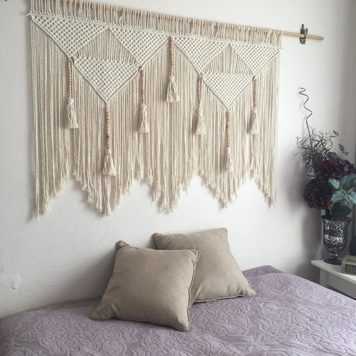 Macrame Wall Art Decor, Bedroom Tapestry, Boho Over Bed  display picture 1