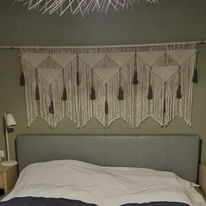 over couch art, macrame wall decoration, boho hanging bedroom tapestry custom colors