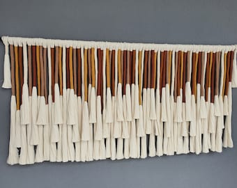 Earth tones wrapped tassels home decor wall art, multi color macrame hanging