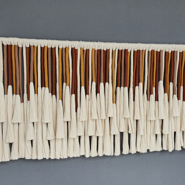 Earth tones wrapped tassels home decor wall art, multi color macrame hanging