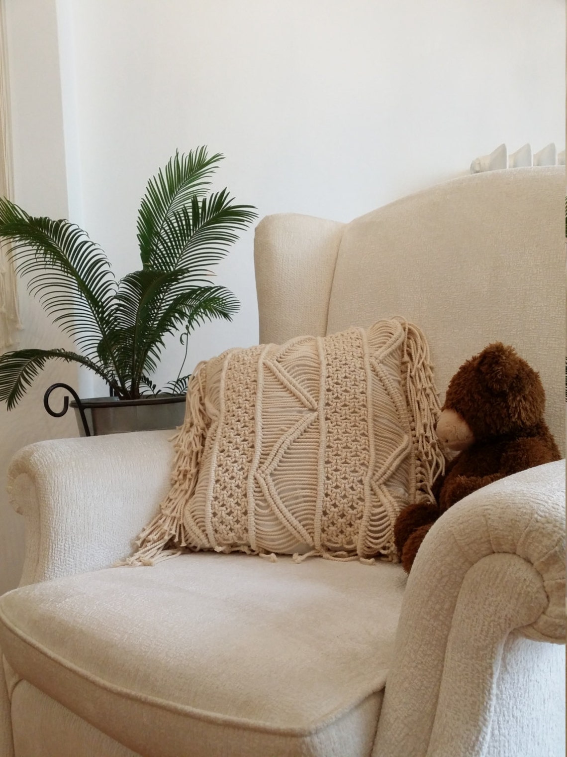 Macrame Pillow Cover Pillow Case Square Macrame Pillow Boho Etsy UK