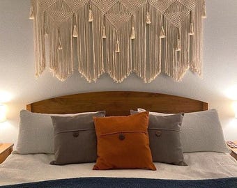 Cabecero de macramé grande para colgar en la pared – Arte bohemio sobre la cama