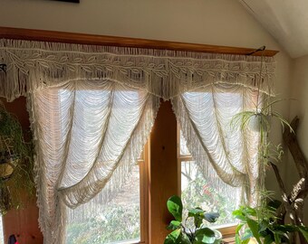 Leaves curtain macrame leaf valance shaped, window curtain custom made special measurements