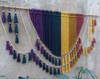 Rainbow headbord, Multi color home decor, boho wall hanging