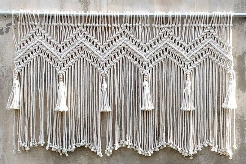 Window Macrame Valance, Boho Curtain, Tassels Wall Hanging - Etsy