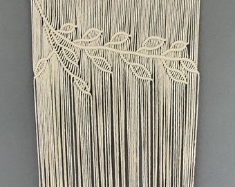 Cortina de macramé con hojas para puerta - Decoración del comedor