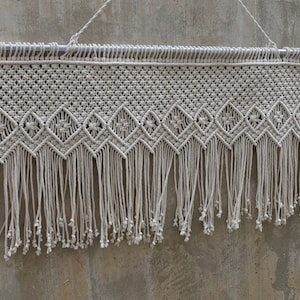 White Macrame valance, Window curtain