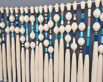 Large Blue Fiber Wall Art - Living Room Decor (H50")