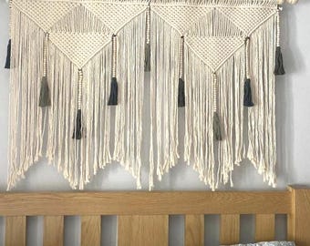 Arazzo da parete in macramè con gufo, tessuto a mano, stile boho