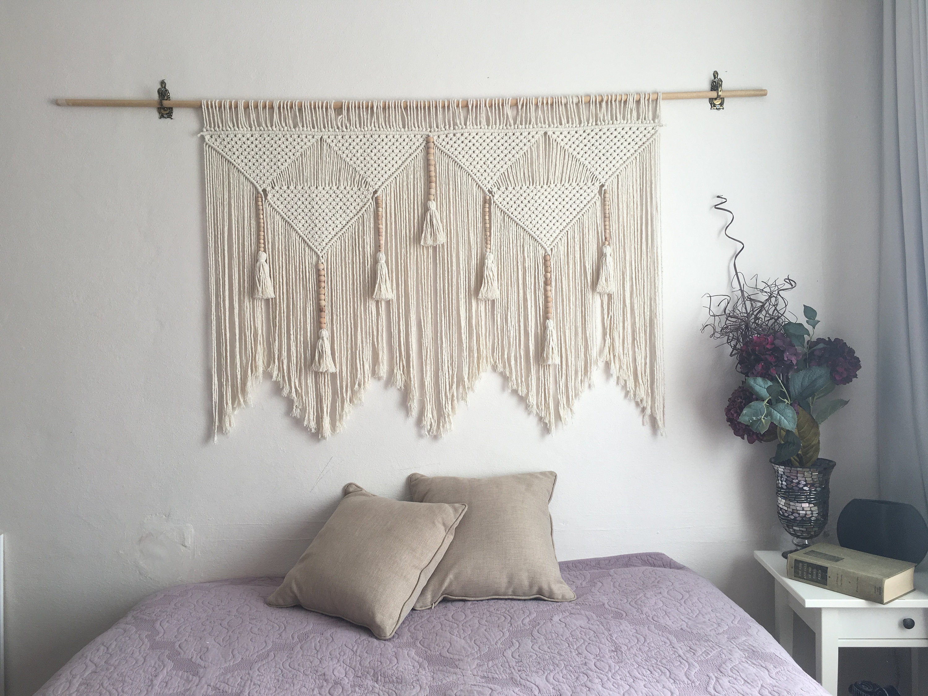 Macrame Wall Art Decor Bedroom Tapestry Boho Over Bed Hanging Etsy