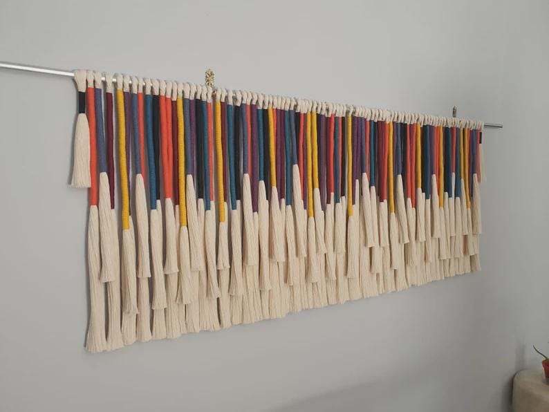 Tapiz de macramé para pared, decoración colorida para el hogar. imagen 12