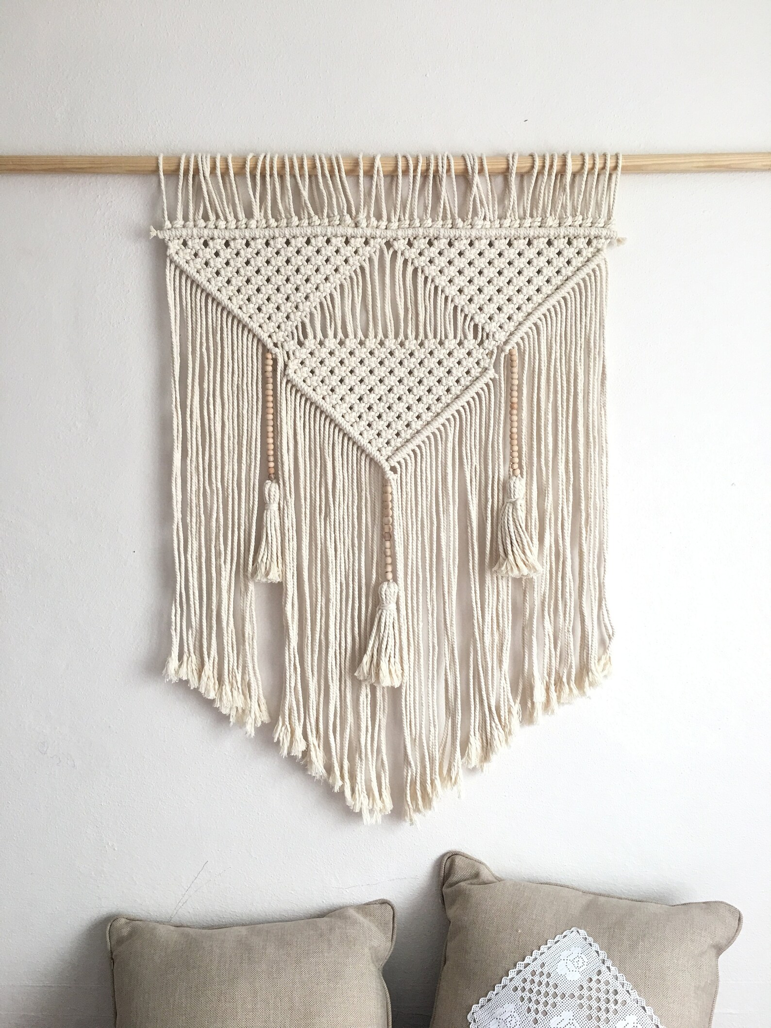 Macrame Wall Hanging Over Bed Wall Decor Tassels Hanging Etsy