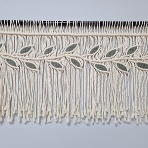 Macrame Valance: Green Leaf Window Treatment