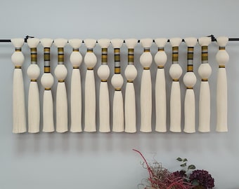 rope wall art, ball macrame wall hanging, wrapped textile art, fiber artwork, boho home decor
