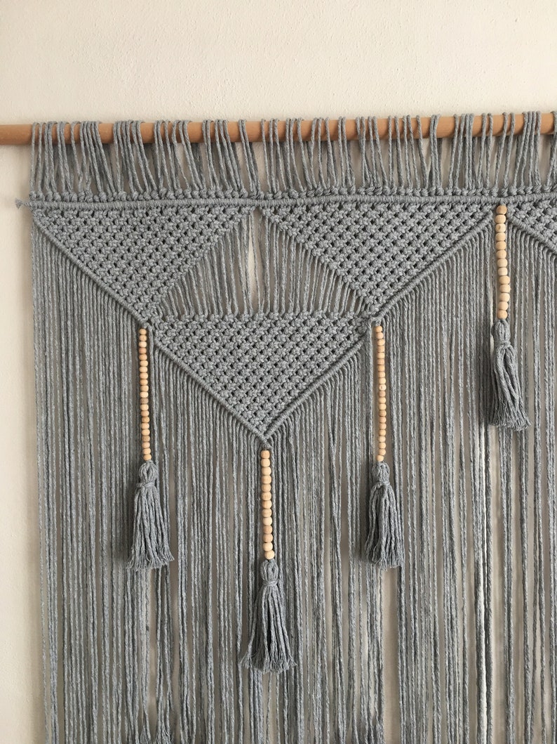 Gray Macrame Wall Hanging Large Grey Wall Decor Etsy