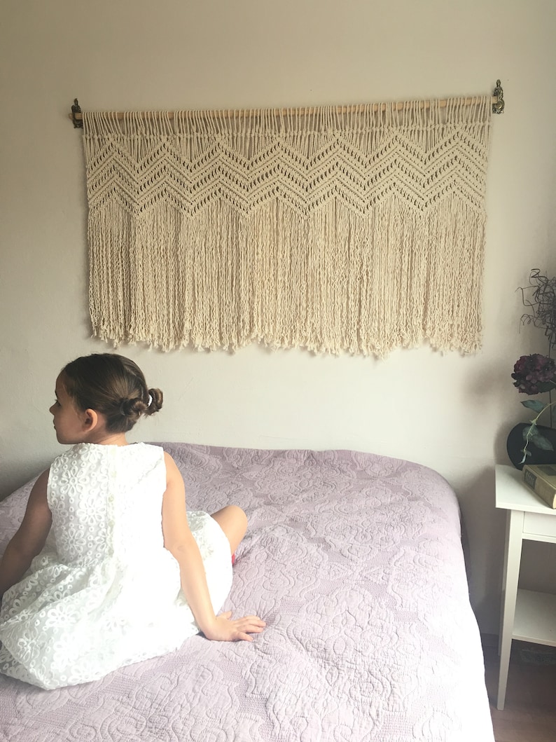 Macrame Wall Hanging Above Bed Art Boho Macrame Curtain Etsy