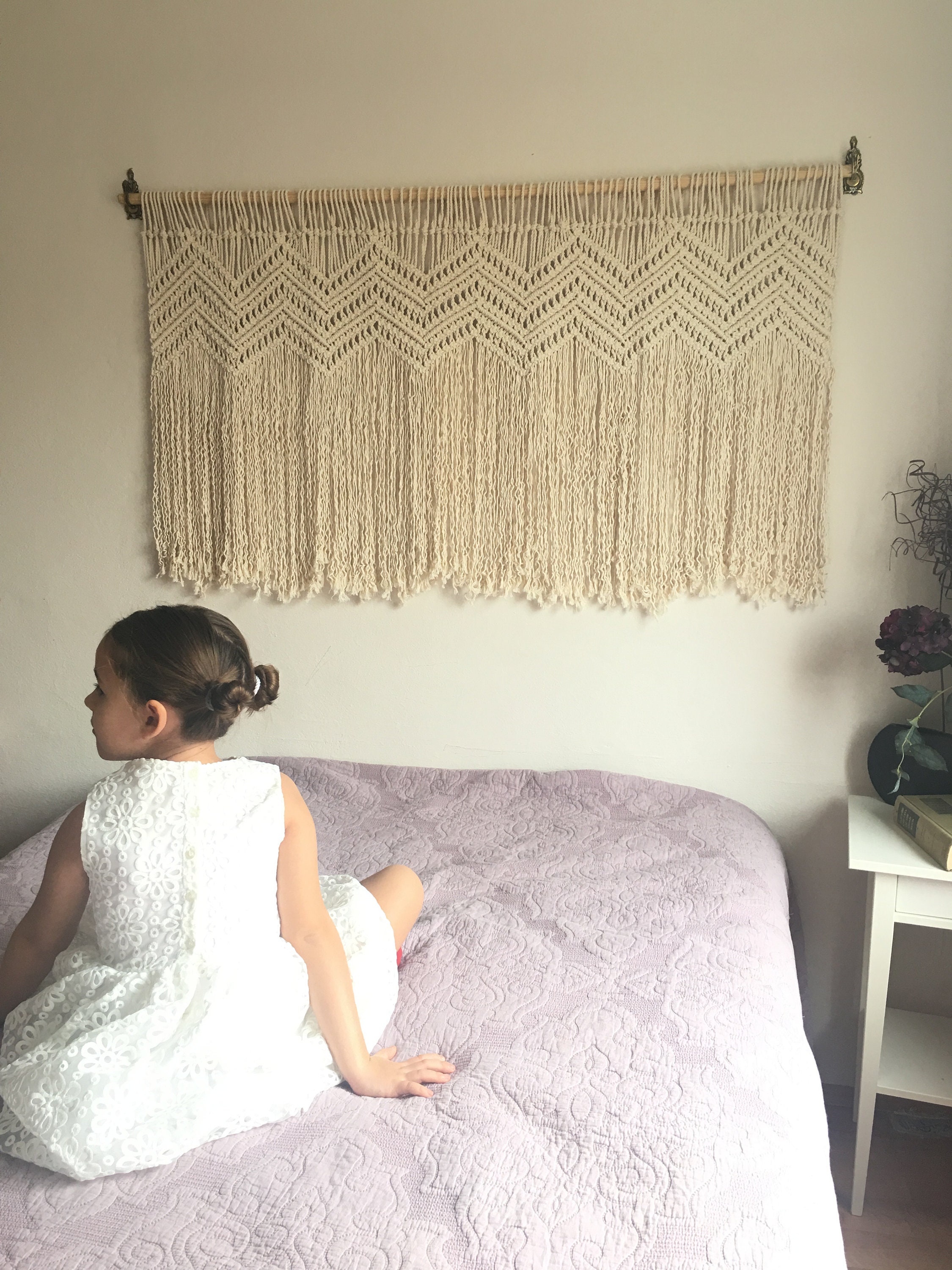 Macrame Wall Hanging Above Bed Art Boho Macrame Curtain | Etsy