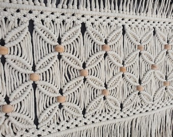 macrame valance with beads, macrame wall hanging, nursery decor