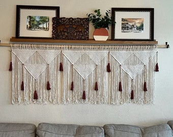 neutral home decor, earth tones wall art, macrame wall hanging, bedroom tapestry