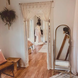 Cortina de cuentas, cortinas de macramé para puerta, decoración bohemia para el hogar. imagen 4