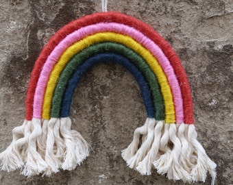 Rainbow wall decor, nursery hanging, kids play room decoration, fiber wall art with a gift