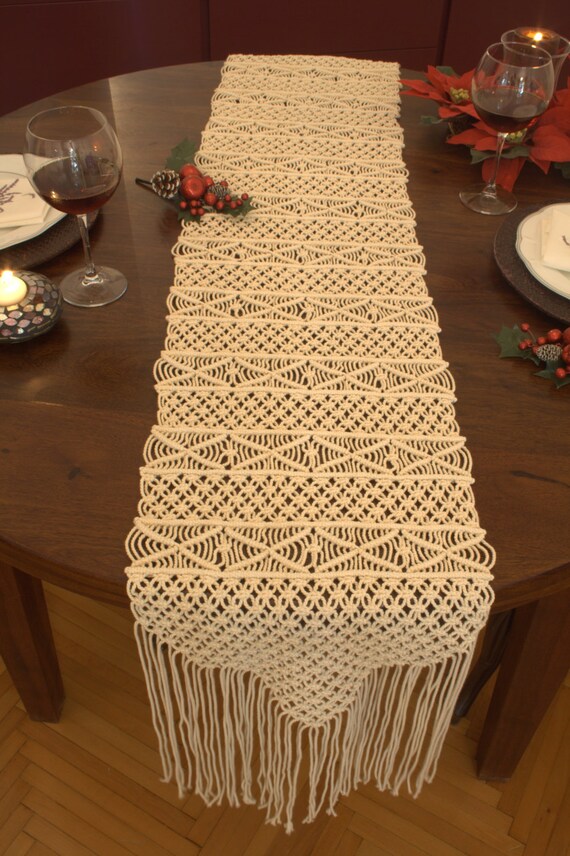 handwoven macrame table runner handmade wedding table wedding table name card