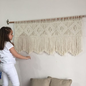 macrame headboard, wall decor, macrame window valance, Bohemian Home Decor