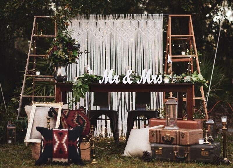 Rustic wedding backdrop, Macrame decor, boho wedding decoration