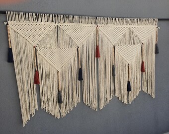 macrame with colorful tassels wall hanging triangle boho home decor