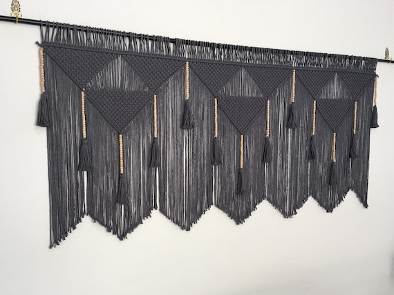Black Macrame Wall Hanging: Masculine Home Decor