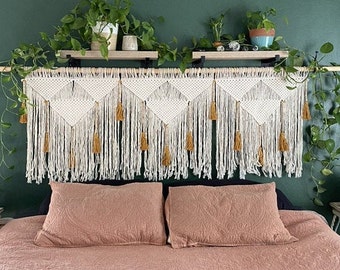 Wide Macrame wall hanging, boho headboard, bedroom wall tapestry,