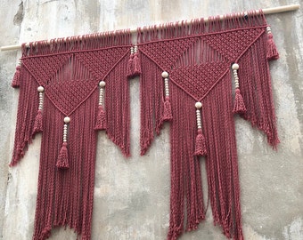 Terracotta Macrame wall hanging, woven wall decor hanging, Over bed wall decor