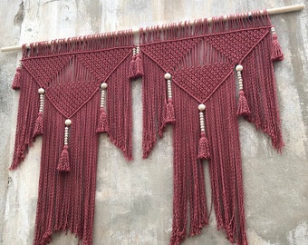 Terracotta Macrame Wall Hanging: Woven Cotton Decor