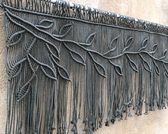 macrame leaf valance, boho wall decor