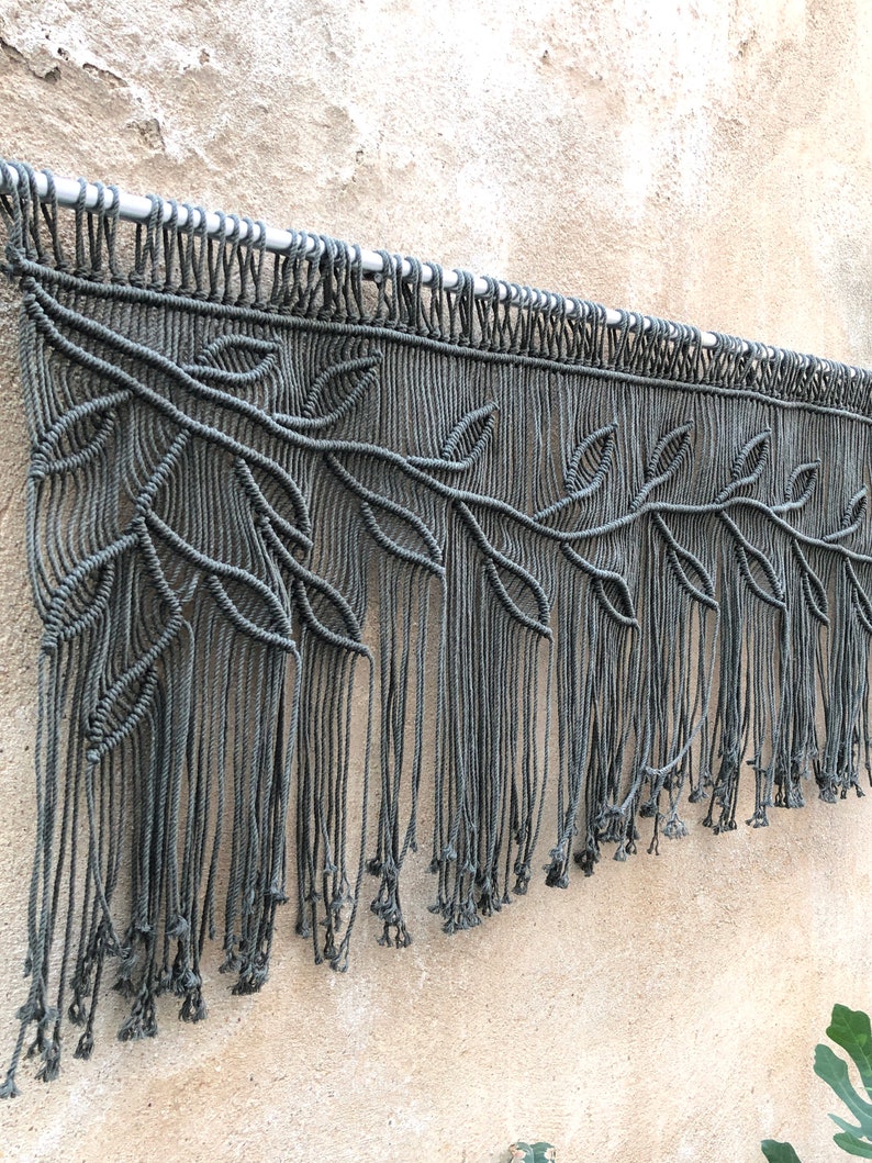 macrame leaf valance, boho wall decor image 1