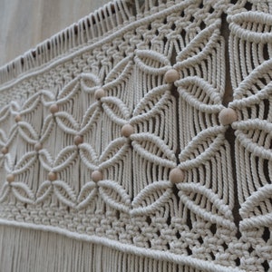 Macrame wall hanging, Bedroom decor, Over bed art, beaded macrame headboard image 3