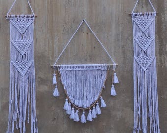 Macrame wall hangings set, boho wall decor, over crib decor