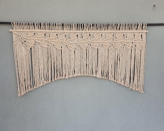 Macrame leaf valance arched curtain - window treatment, custom measurements